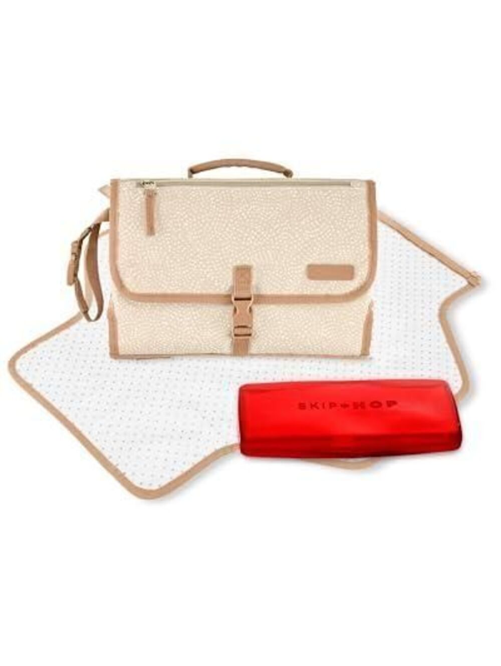 Skip Pronto Signature Travel Changing Station Beige: Storage Pockets, Wipes Case